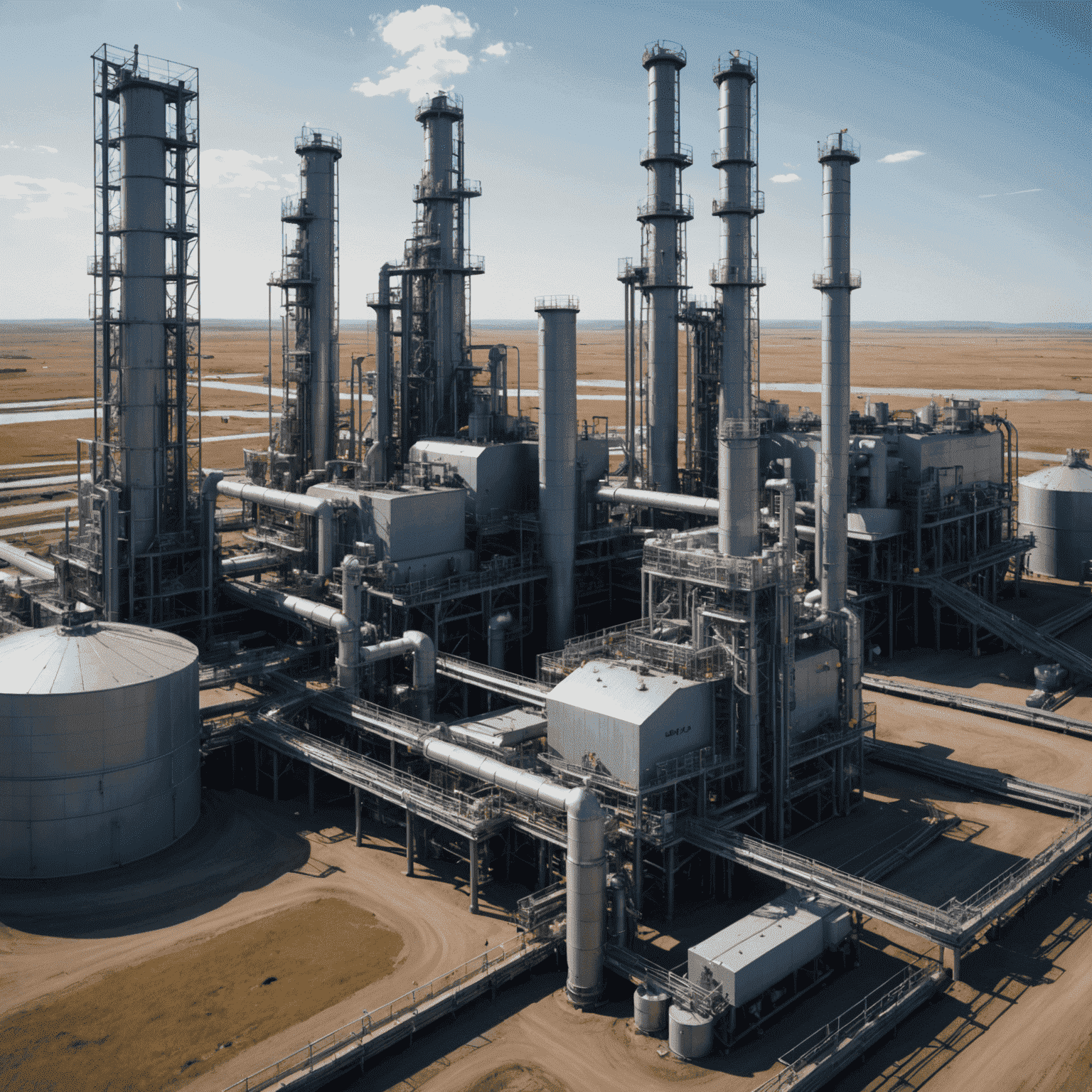 Futuristic visualization of AI-powered oil extraction process at Suncor Energy's facility in Canada, showing data streams and robotic systems working in harmony