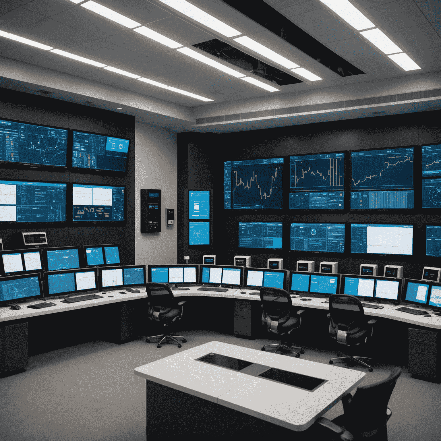 Futuristic control room at Suncor's facility, showing AI-powered dashboards and energy efficiency metrics